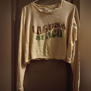 Pink Laguna Beach Cropped Long Sleeve Shirt XXL